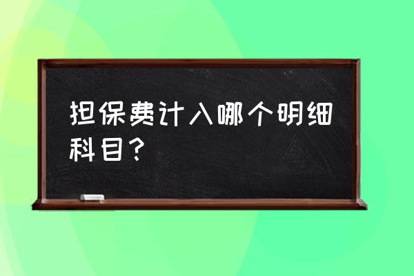 给融资的担保费进什么科目 担保费计入哪个明细科目？