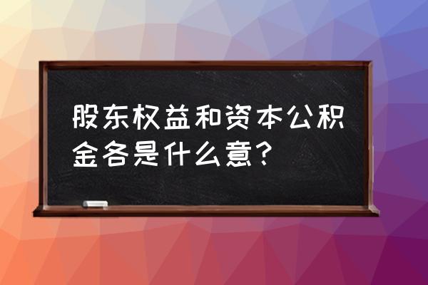 资本公积是股东权益吗 股东权益和资本公积金各是什么意？