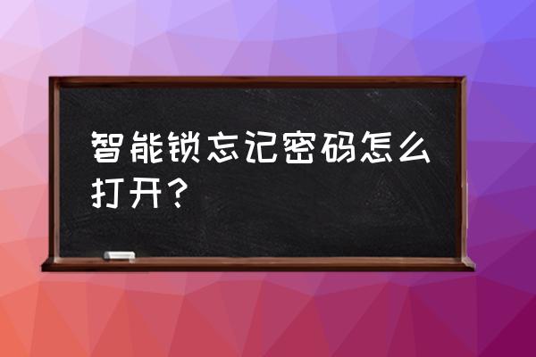 智能密码锁忘记密码怎么打开 智能锁忘记密码怎么打开？