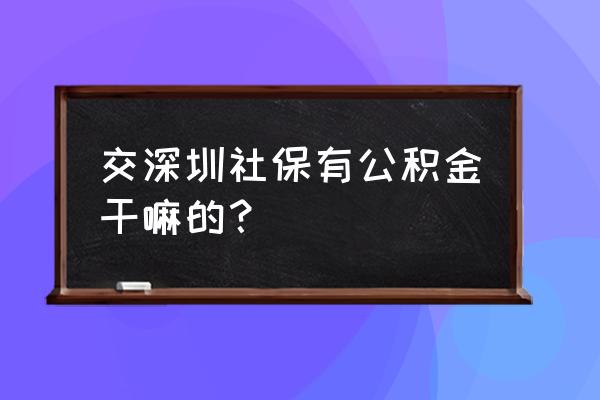 在深圳买公积金有用吗 交深圳社保有公积金干嘛的？