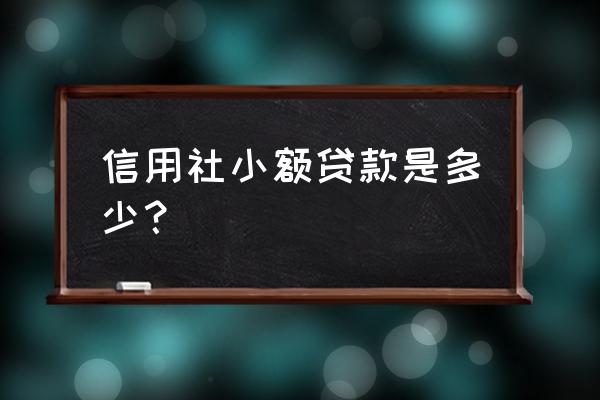 银行信用小额贷款是多少 信用社小额贷款是多少？