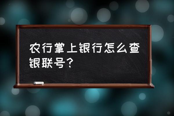 如何在app上查询自己银联号 农行掌上银行怎么查银联号？