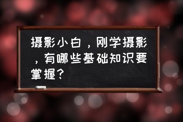 怎样记录和某人认识了几天 摄影小白，刚学摄影，有哪些基础知识要掌握？