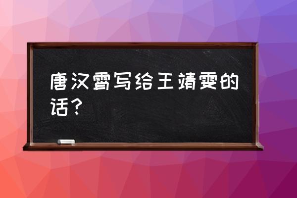 闪光的乐队参加人员 唐汉霄写给王靖雯的话？