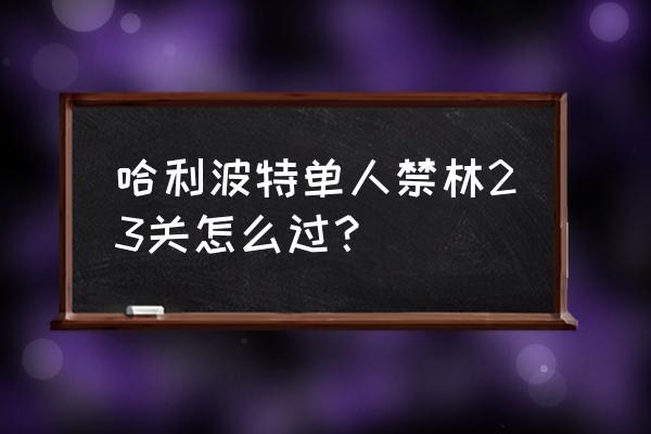 哈利波特最新版禁林攻略 哈利波特单人禁林23关怎么过？