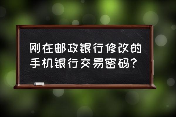 邮政银行网上怎么修改支付密码 刚在邮政银行修改的手机银行交易密码？