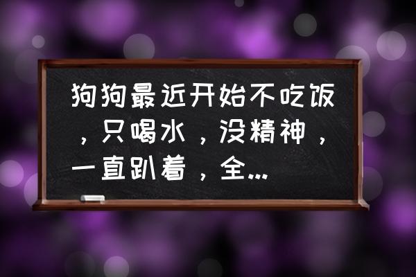 狗狗没精神没食欲一直趴着怎么办 狗狗最近开始不吃饭，只喝水，没精神，一直趴着，全身冰凉，鼻孔外还有血丝，吃东西就吐，吃什么吐什么？