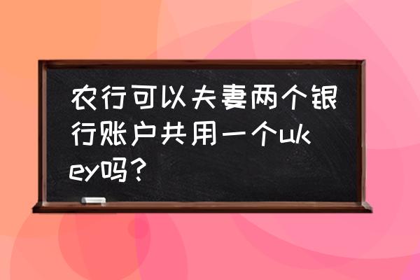 夫妻双方可以一起开银行账户吗 农行可以夫妻两个银行账户共用一个ukey吗？