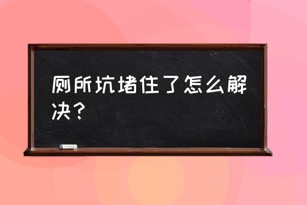 厕所堵得特别严重下不去水怎么办 厕所坑堵住了怎么解决？