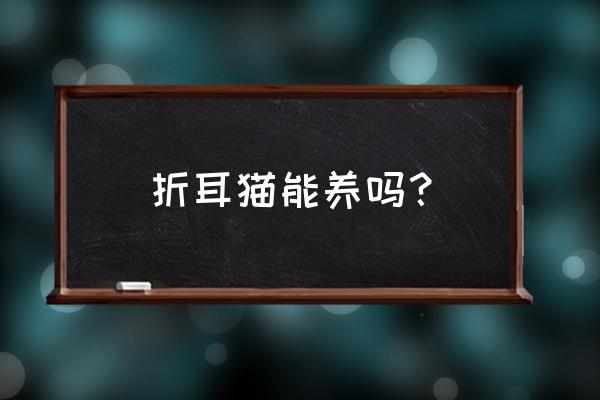 关爱折耳猫的建议 折耳猫能养吗？