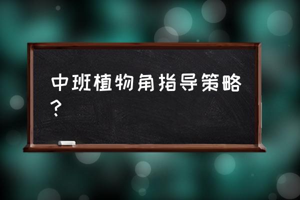 中班区域活动计划方案及教育建议 中班植物角指导策略？