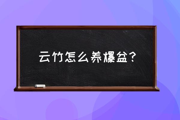 云竹怎么养才不难养 云竹怎么养爆盆？